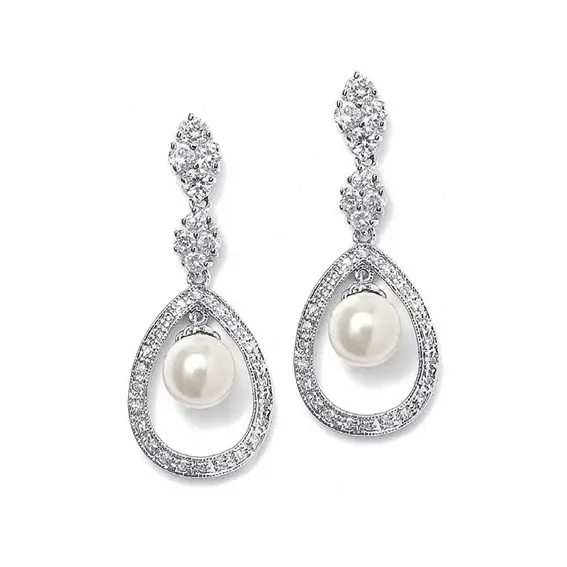 'Scarla' Cubic Zirconia Pearl Drop Earrings