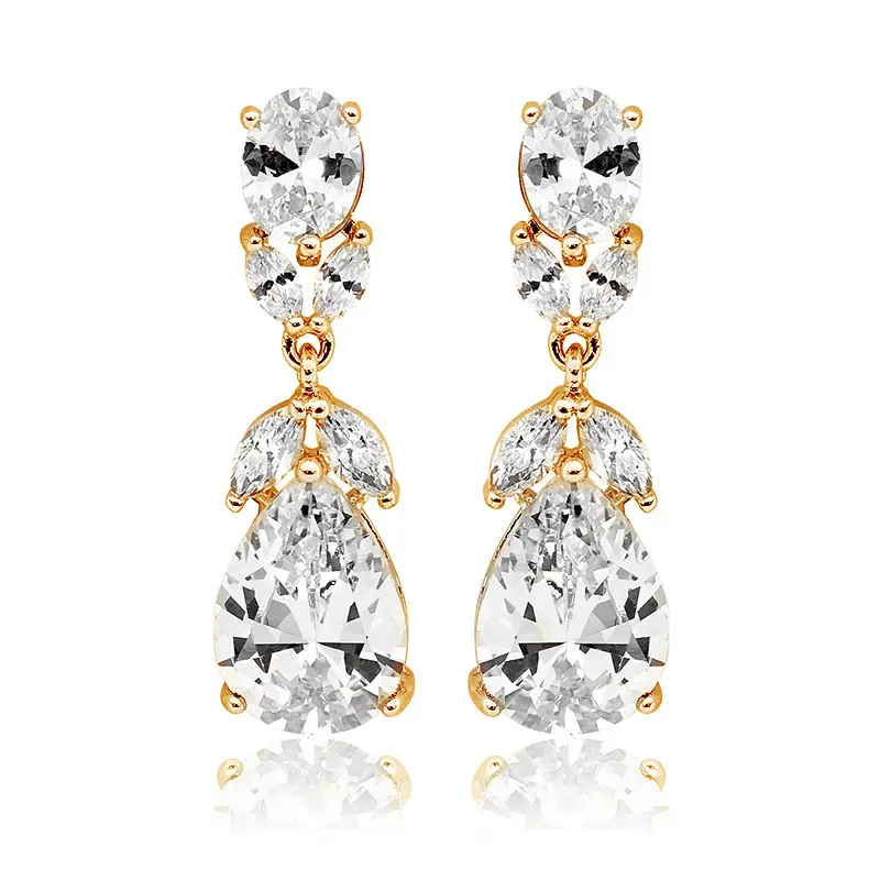 'Lucille' - Stunning Bridal Drop Earrings in Gold