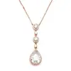 'Sara II' Rose Gold Bridal Necklace with Pear Shaped Cubic Zirconia Drop thumbnail