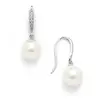 'Claire' Vintage Micro Pave CZ French Wire Bridal Earrings with Ivory Pearl Drops thumbnail
