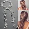 1. 'Delicate Long  Vine' Crystal, Pearl and Rhinestone Silver Hair Vine thumbnail