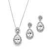 Brilliant 'Brooke' CZ Halo Pear Shaped Necklace and Earrings Set thumbnail