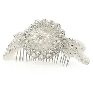 'Empress II' Rhinestone Pearl & Crystal Beaded Bridal Hair Comb