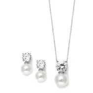 'Darby' Ivory Pearl & Cubic Zirconia Necklace & Earring Set