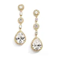 'Sara II' Gold Plated Cubic Zirconia Event Earrings - Clip On