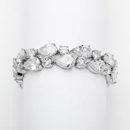 'Marly' Bold Cubic Zirconia Pears Bridal Bracelet in Silver Rhodium