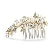 'Paige' Brushed Gold and Ivory Pearl Wedding / Debutante Hair Comb