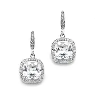 'Magnificent' Cushion Cut Cubic Zirconia Event Earrings in Silver