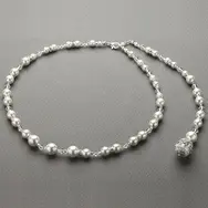 'Candice' White Pearl & Crystal Long Back Necklace
