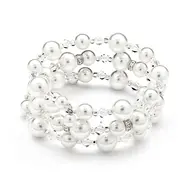 'Candice' Adjustable Coil White Pearl Wedding Bracelet