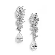 Pavé Cubic Zirconia Event Earrings with Marquis Leaves & Pear Drop