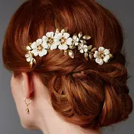 'Kayla' Hand Painted Enamel and Crystal Bridal Hair Comb - Gold