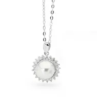 'Elouise' Cubic Zirconia and Pearl Wedding  Pendant & Necklace