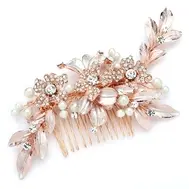  'Adelina' Rose Gold & Pearl Bridal / Event Hair Comb