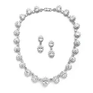 'Alexandria' Regal Wedding Necklace Set with Oval CZ Stones