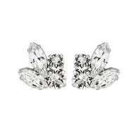 'Jenny' Clear Crystal Cluster Stud Earrings in Silver by Ronza George