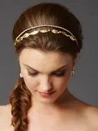 'Georgia II' Hand-Made Garland of Leaves Split Bridal Headband Crown