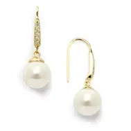 'Jolie' 14K Gold Plated Vintage French Wire  Earrings with Ivory Pearl Drops