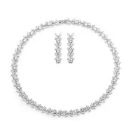 'Clover' Marquis Cut Cubic Zirconia Wedding Necklace & Earring Set