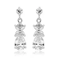 'Piper' Petite CZ Marquis Earrings with a Clear Crystal Pear Drop