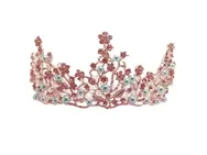 'Blush Crown'  A rose gold statement bridal crown with pink flowers, pearl beads and crystals