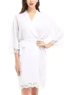 Pure Cotton Bridal Robe with Soft lace finishes