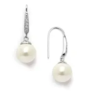 'Jolie' Vintage French Wire  Earrings with Ivory Pearl Drops in Silver