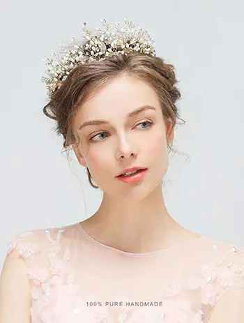 'KITTY' - A STATEMENT BRIDAL TIARA WITH IVORY FRESHWATER PEARLS AND CRYSTALS