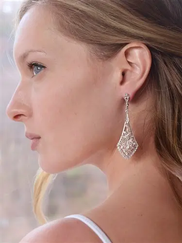 'ERIN' DRAMATIC VINTAGE EARRINGS IN CUBIC ZIRCONIA