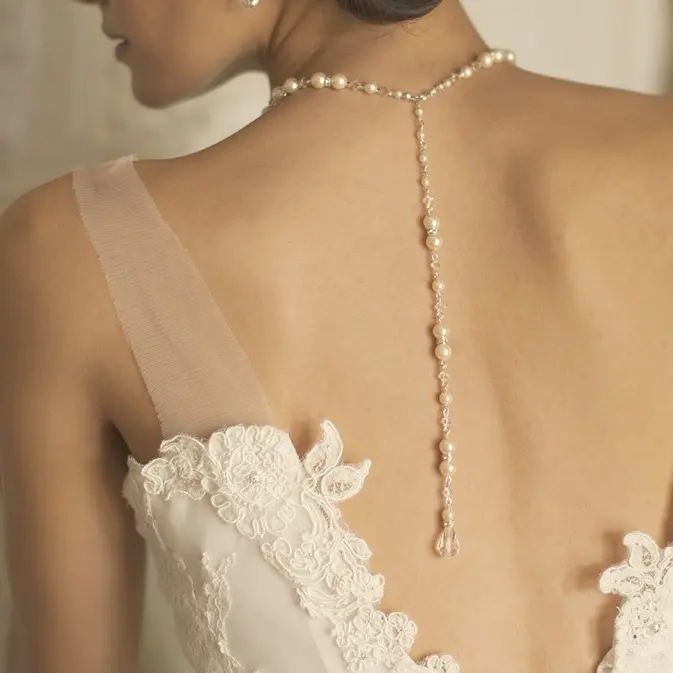 Pearl Simple Back Chain Necklace for Party Pearls Backdrop Necklace Wedding  - Walmart.com