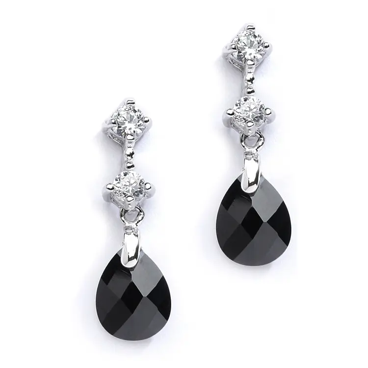 Black cz earrings discount