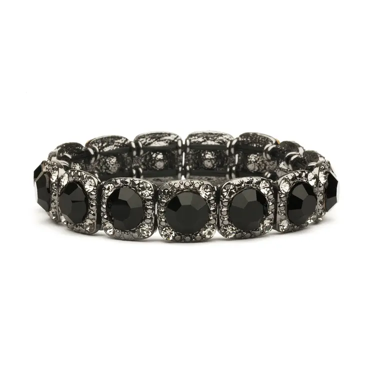 'Charlise' Bridesmaid or Event Stretch Bracelet with Jet Black Crystals