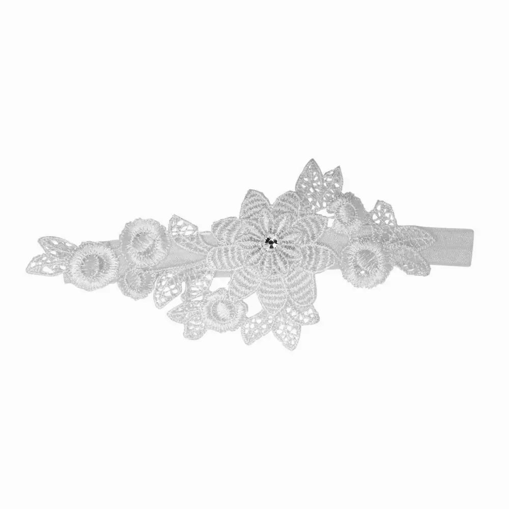 'Gardenia' - Floral and Crystal soft lace garter in White - Accessories ...