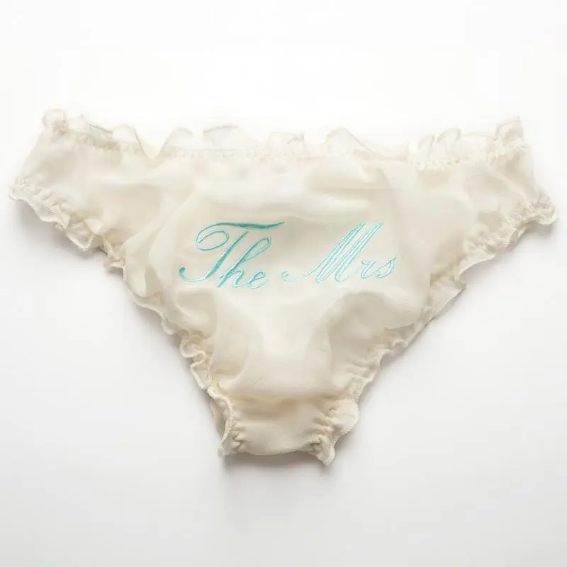 The Mrs Ivory 'Silk Bridal Knickers' Decadently embroidered in Aqua -  Accessories / Lingerie