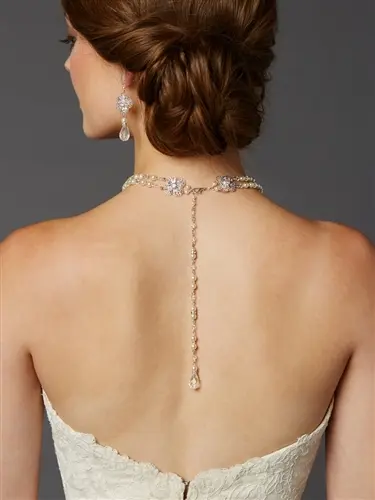 Silver Ivory 3 Row Pearl Back Dangle Necklace | Wedding bridal jewellery,  Wedding dress backs, Wedding jewelry sets
