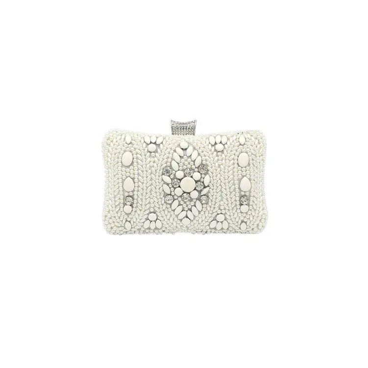 Sassy - Pearl and crystal beaded bridal clutch