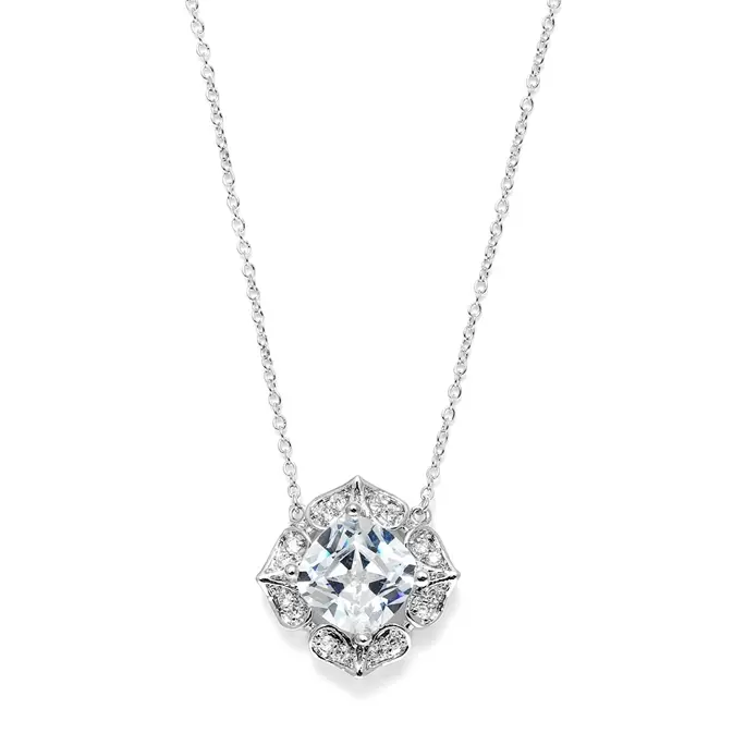 'Jasmine' Cubic Zirconia & Pavé Pendant & Necklace