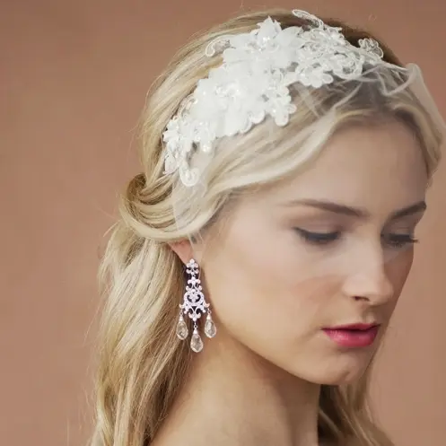 'Jamie' Bridal  Headband & Veil - White