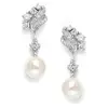 'Alexis' Cubic Zirconia Ivory Pearl Drop Bridal Earrings thumbnail