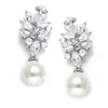 'Odette' Cubic Zirconia Pearl Bridal Earrings - White  thumbnail