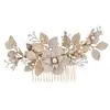 Gold Leaf 'Fiorentina' Hair Comb - Matte Gold by Stephanie Browne thumbnail