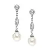 Dangle Wedding Earrings with Cubic Zirconia Filigree & Bold Pearl thumbnail
