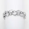 'Marly' Bold Cubic Zirconia Pears Bridal Bracelet in Silver Rhodium thumbnail