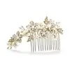 'Paige' Brushed Gold and Ivory Pearl Wedding / Debutante Hair Comb thumbnail