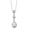 'Sara II' Pear Shaped Drop Bridal Necklace with Pavé Cubic Zirconia thumbnail