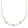'Maisie' Dainty Wedding Necklace with Pearls & Rhinestone Crystal Balls - Ivory thumbnail
