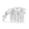 'Paige' Brushed Silver and White Pearl Wedding / Event Hair Comb thumbnail
