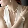 Elegant Back Necklace with Ivory Pearls & Crystals thumbnail
