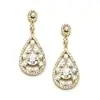 'Halo' Gold Cubic Zirconia Mosaic Teardrop Bridal Earrings thumbnail