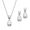 'Marly' Cubic Zirconia Teardrop Necklace Set in Silver thumbnail